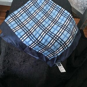 Air transit Simon Chang scarf Blue and White Plaid Scarf